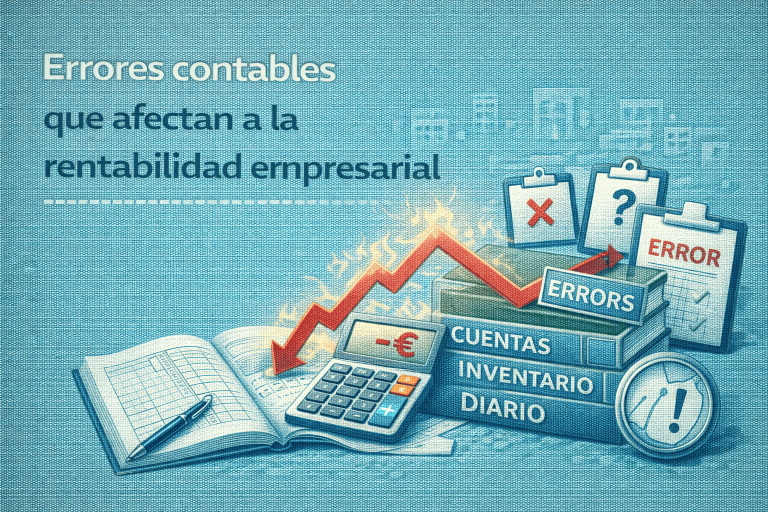 Ilustración vectorial sobre errores contables que impactan negativamente en la rentabilidad empresarial y generan desviaciones financieras.
